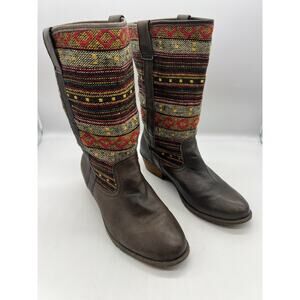 Steve Madden P Brooks Leather Southwest Cowboy Boots Size 8.5 Women